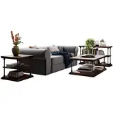 Larson 3 Piece Coffee Table Set in Distressed Dark Wood & Iron